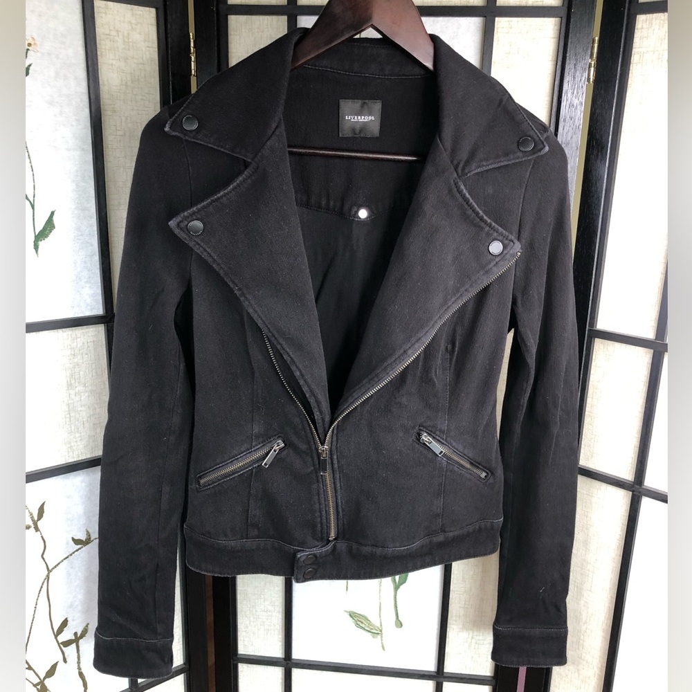 Liverpool Jeans Knit Moto Jacket Black. Women’s Size Small.